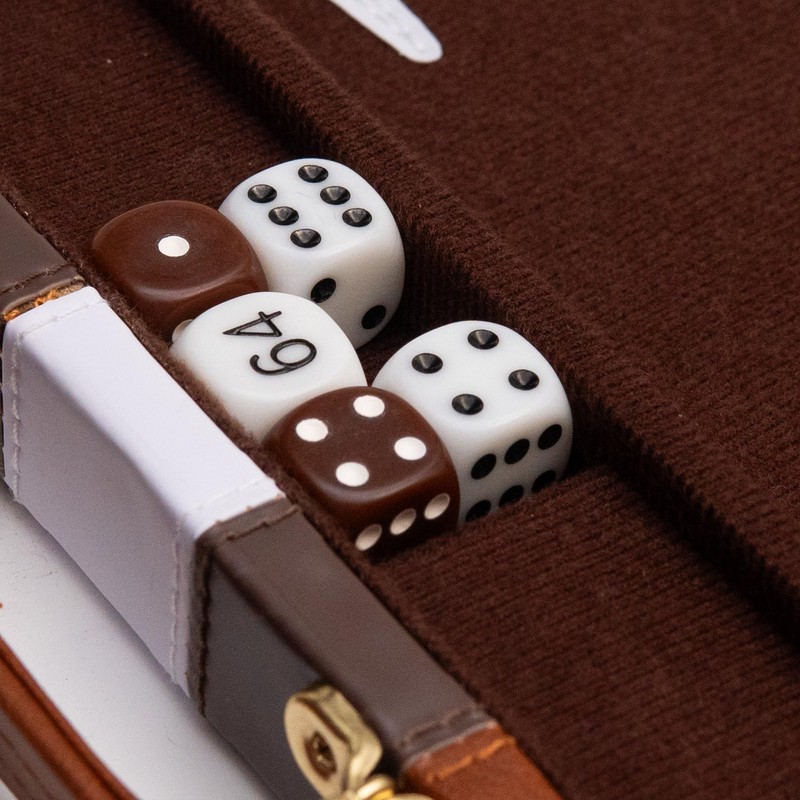 Backgammon Board Game, Deluxe Leather Like Case, Felt Interior, Brown,