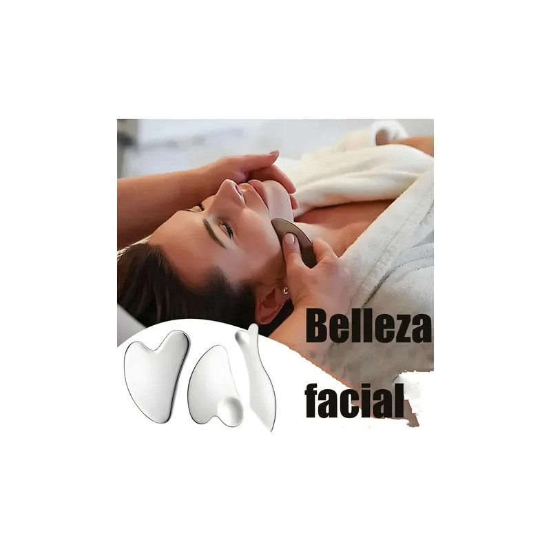 4 Herramientas Faciales Gua Sha De Acero Inoxidable, Set De