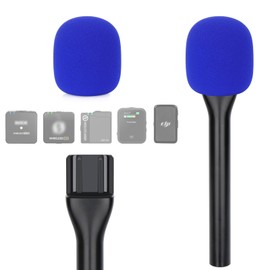 YOUSHARES Interview Microphone Handle, Interview GO Handheld Adapter with Pop Filter for RODE Wireless GO II, Wireless PRO, Wireless ME, Convenient for Outdoor Recording (Blue Foam)