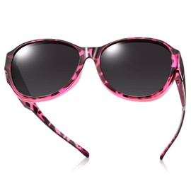TINHAO Over Glasses, Polarized Sunglasses, Women's, Over Glasses, Polarized Lenses, UV Protection, Facial Effect, Driving/Traveling/Fishing, Sunglasses, Polarized Fashion, Sunglasses, Style 1 Pink (Lenss: Bright Black)