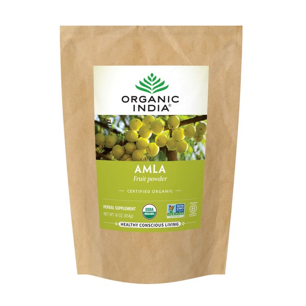 ORGANIC INDIA Amla Powder - Holy Basil, Immune Support, Vitamin C for Immune System, Vegan, Kosher, Ayurvedic Superfood, Antioxidants, Non-GMO Amla Powder Organic - 1 Lb Bag