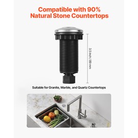 VEVOR Garbage Disposal Air Switch Kit, 3.5" Long Sink Top Air Switch for Food Waste Disposal, Brushed Silver Stainless Steel ON/OFF Air Push Button for Granite, Marble, and Quartz Countertops