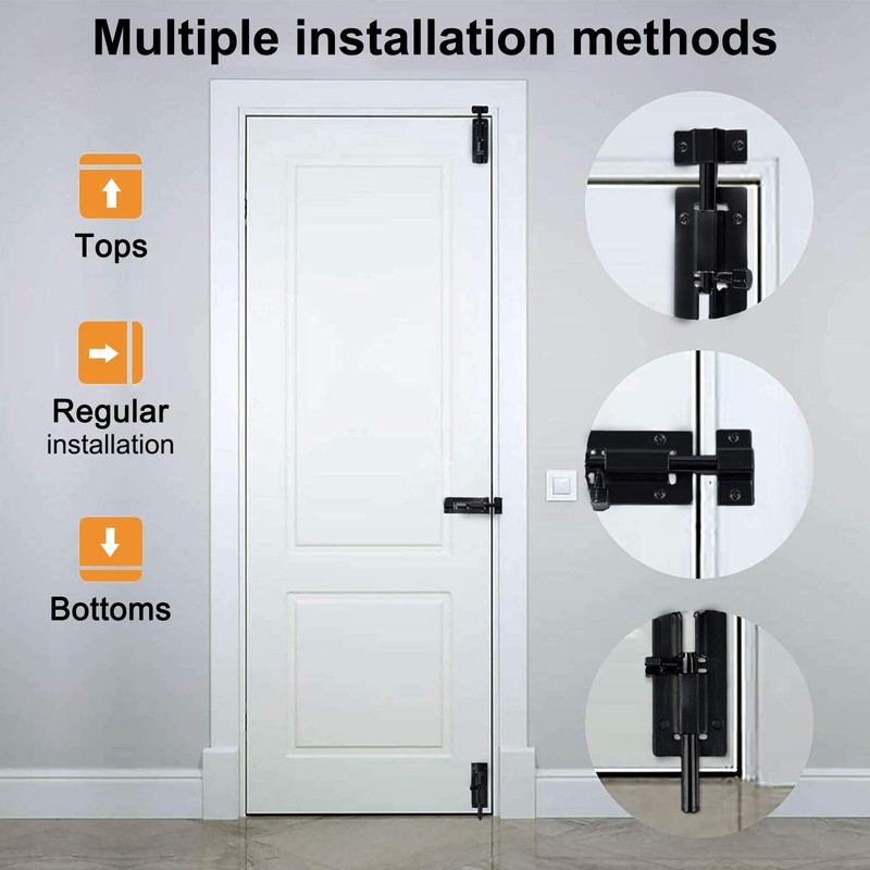 Morobor Door Security Slide Latch Lock, 2 inch Barrel Bolt