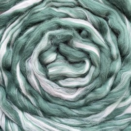 T.F GHG Natural Wool,66S Core Wool 150G/5.3oz Multi-Color Wool for Spinning & Felting, Colorful Combed Top Roving for Needle Felting, Wet Felting & Dryer Balls, Fine Wool in Color Blends Dark Green