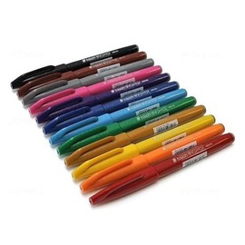 Arts Sign Pen Touch, Fude Brush Tip, 12 Assorted Colors in Marker Stand (SES15CPC12)