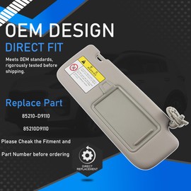 YzusGomumu Passenger Side Sun Visor Compatible with 2017 2018 2019 2020 2021 2022 KIA Sportage Front Right Sun Protection Shade Makeup Mirror Gray Replaces 85210-D9110 85210D9110