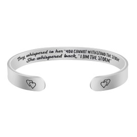 JoycuFF Inspirational Bracelets for Women Inspirational Cuff Bangle for Her with Engraved Message Christmas Birthday Gifts for Her, Metal, sandstone