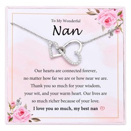 EYQV Mothers Day Gifts for Nan, Nan Gifts from Grandchildren, Heart Necklace for Women, Nan Birthday Gifts Christmas Gifts Stocking Fillers for Women