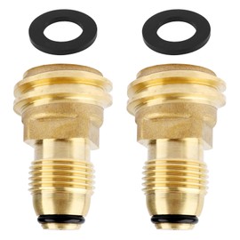 Brass Propane Tank Adapter Converts POL LP Tank Service Valve to QCC1 / Type1 Hose or Regulator Propane Adapter Fitting for Camp Stove, BBQ Gas Grill - 2 Pcs