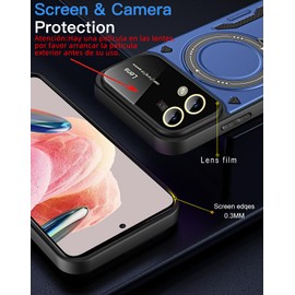 QWYJ YD Funda for OPPO Reno 7 4G Case Uso Rudo Protector Lente Cámara Soporte Giratorio Magnético Carcasa,para OPPO Reno 7 4G Funda(Negro)