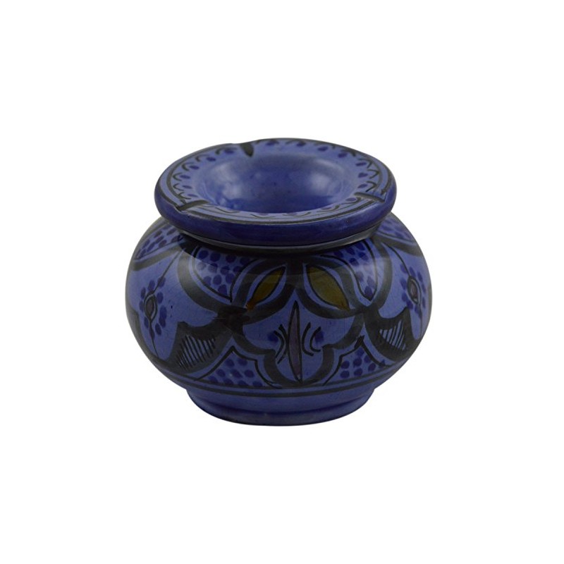 Ceramic Ashtrays Hand Made Smokeless Large Moroccan White Blue