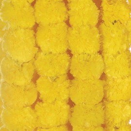 AVADOR® Set of 5 Artificial Flower Garland Strings for Special Occasions | Home Puja | Home Decor | Diwali Decor | House Warmings | Indian Wedding Celebration (Lemon Yellow D1)