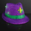 FlashingBlinkyLights Mardi Gras Sequin Light Up LED Fedora Hat