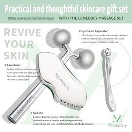 LeMeeOly 2Pcs Gua Sha Facial Tools Stainless Steel, Detailer GuaSha Set for Face and Neck, Natural Skin Care Metal Gua Sha Lymphatic Drainage Face Mas
