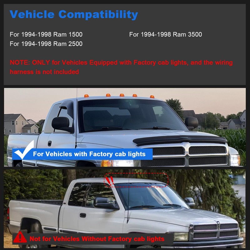 SHINEFIT White LED Cab Lights Replacement for 1994 1995 1996