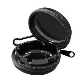 FEMONGY Pocket ashtray, odour-proof, travel ashtray, pocket ashtray for on the go, easy to open, large capacity, suitable for travel (pure black)