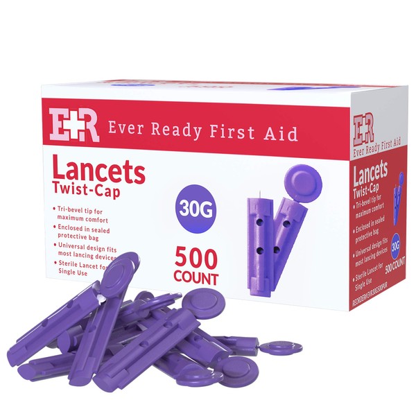 Ever Ready First Aid Sterile Twist-Cap Lancets 30G Purple -