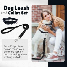 Hillmand Dog Collar & Leash Set, Bark Collar for large dog leash & collar for small dogs with Adjustable Size, Water Resistance, Comfortable dog head collar, (Black, Large)
