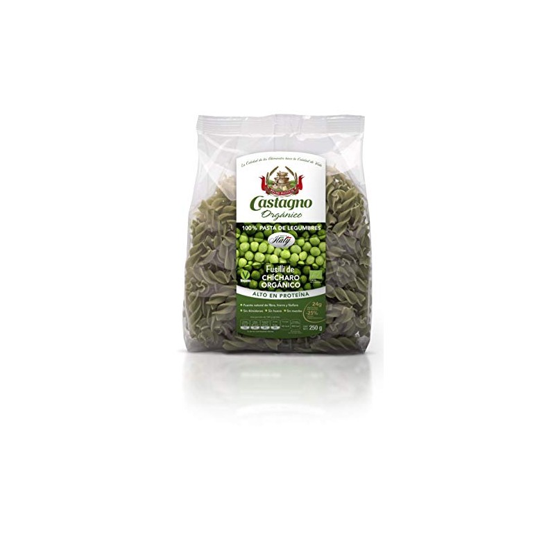 Castaño Orgánico, Pasta Orgánica De Chícharo Fusilli, 250 Gr.