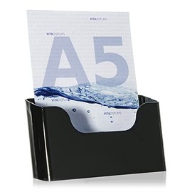 DIN A5 Table Brochure Stand, Flyer Stand, Black Flyer Holder, Stable Table Brochure Holder, Brochure Stand, Table Brochure Stand for A5 Flyer, Brochures, Optional Wall Mounting