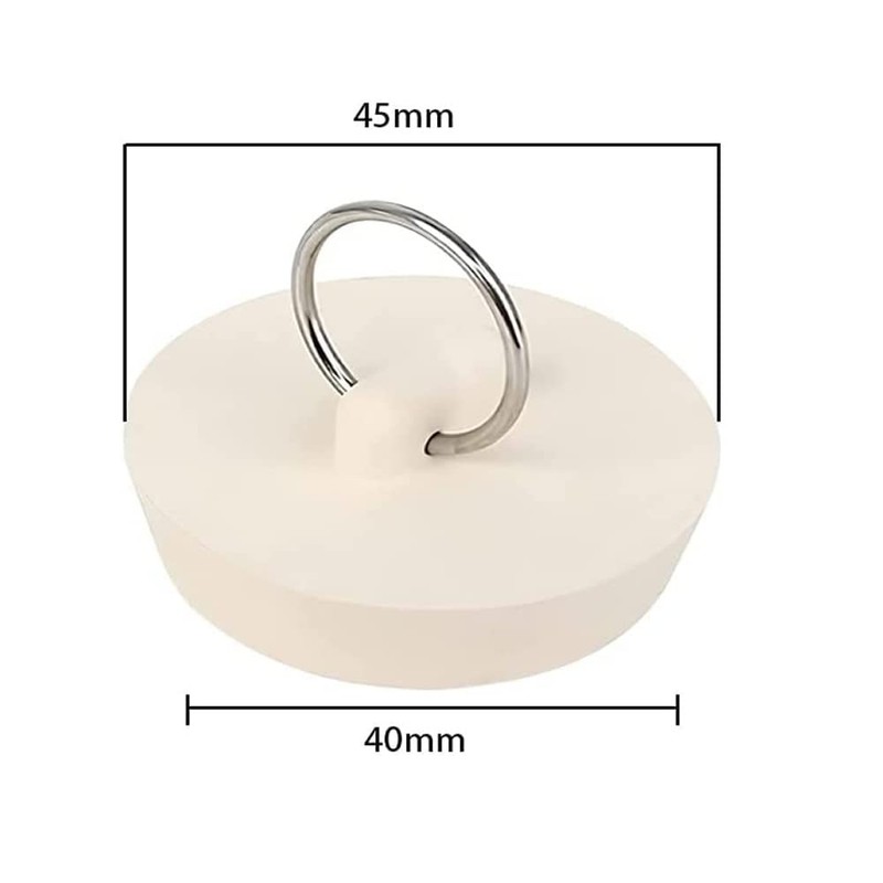2pcs Rubber Sink Plug, Drain Stopper White with Hanging Ring