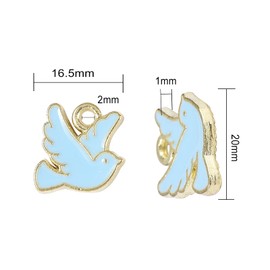 KitBeads 80pcs Enamel Pigeon Charms Mixed Colors Bird of Peace Mini Dove Charms for Jewelry Making Bracelets Bulk Craft Necklace