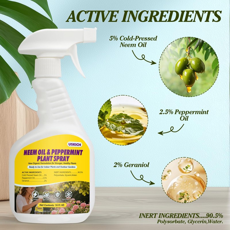 2 Pack Neem Oil & Peppermint Plant Spray – Natural