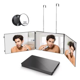 Espejo Tríptico 360 Grados Para Corte De Pelo Estilo Negro