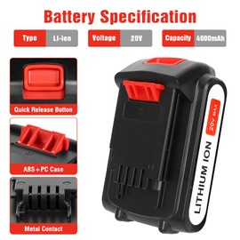 BATWAYPRO 2Pack 4.0Ah 20V MAX LBXR20 Compatible with Black and Decker 20V Lithium Battery LB2X4020 LBXR2020-OPE LBXR20-OPE2 LBXR20B-2 LB2X3020-OPE LBXR20BT 20 Volt Max Cordless Power Tools
