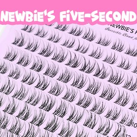 VEYESBEAUTY Lash Clusters Individual Eyelash Extensions Thin & Invisible Band DIY False Eyelashes for Self-application Newbie's Five-Second Series Wispy Lash Tray, Aliva 8-16mm Mixed Length