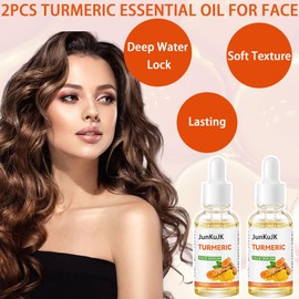 JunKuJK 2PCS Turmeric Essential Oil for Face,Moisturizing Turmeric Face Serum Skincare,Hydrating Turmeric Facial Serum for Women and Men