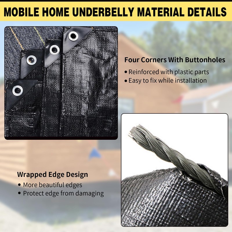 16x50ft Mobile Home Bottom Board PE Fabric Underbelly, Mobile Home