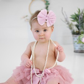 Lanmerry Baby Girls Stretchy Soft Knot Headbands with Hair Bows Newborn Toddler Hairbands Infant Toddlers Kids Hair Accessories Purple Gray Pink 3 PCS