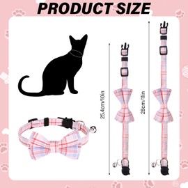 10 Pcs Cat Collar Breakaway with Bow Tie and Bell Kitten Collars Removable Bowtie Plaid Cat Collar for Cats Kittens Puppy
