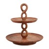 Mud Pie x 14" Dia Twisted Handle Tiered Server, Brown