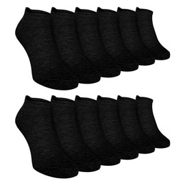 12 Pair Kids Ankle Trainer Socks | Sock Snob | Breathable Cotton Short Low Cut Socks for Boys and Girls (8-11 Years, Black)