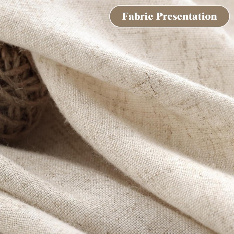 XOGUIBO Farmhouse Shower Curtain Linen Beige Button Woven Fabric Country