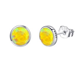 Yellow Opal Earrings Sterling Silver Natural Gemstone Earring Studs Opal Jewelry Gifts for Women