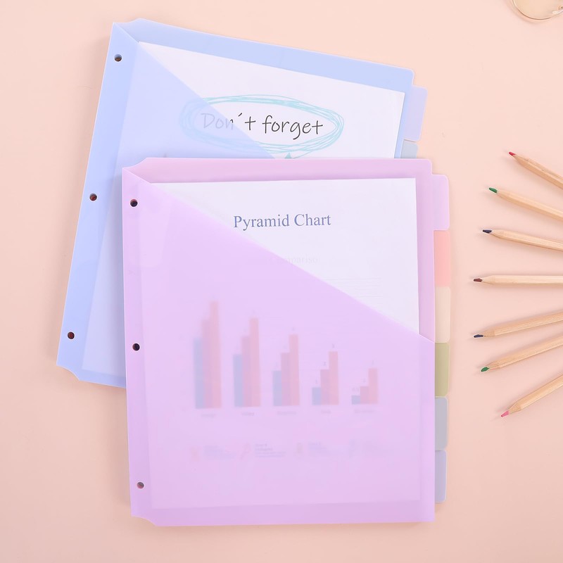 Plastic Binder Dividers with Two Pocket and Tab Binder Divider