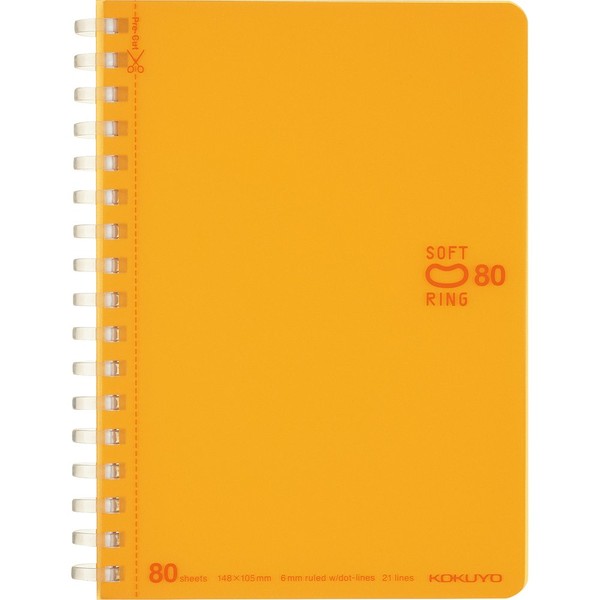 Kokuyo SV358BT-YR Notebook, Soft Ring, Dotted B Ruled, A6, 80