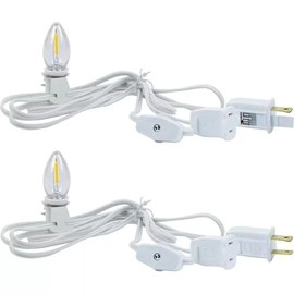 Clip in Light Cord,Accessory Cord with Light Bulb,6 FT C7 Accessory Cord with C7 Led Light Bulb, Candelabra-Base E12 Lamp Socket with Clips, White Cord with On/Off Switch Plug