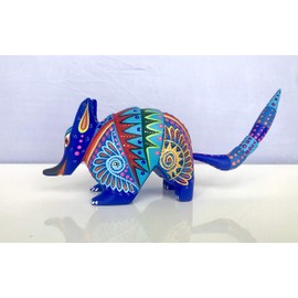 ALKIMIA INC Mexican Alebrije Armadillo Wood Carving Handcrafted Sculpture (Blue)