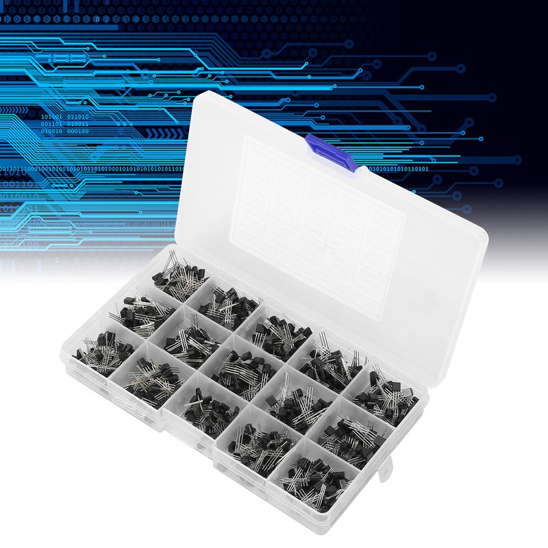 600 Pcs Transistors Assortment Kit NPN TO-92 PNP 2N2222-S9018 Straight