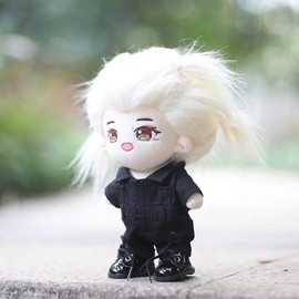 niannyyhouse Onesie Dress Up Workwear with Pockets 7.8in（20cm） Plush Doll Stuffed Figures Toys Clothes Accessories (Black-2)