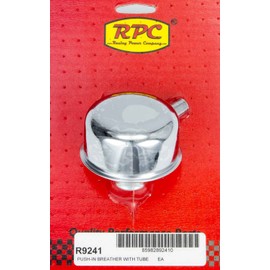 Racing Power Company R9241 2-3/4" Diameter 3/4" Neck Chrome Push-In Breather with Tube