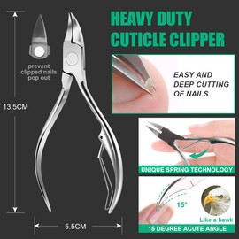 Ingrown Nails, MEOWMEE Cuticle Clippers 7 Pieces Cuticle Remover Kit Cutter for Overgrown / Thick Nails / Skin Nippers Fixer