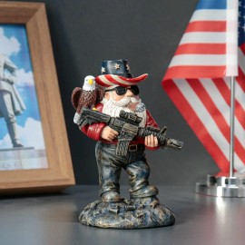 Resin Patriotic Eagle Rifle Gnome Statue Hand-painted American Flag Art Fashion Home Decor Figurine for Holiday Decoration GiftColor: Blue, Size: One Size