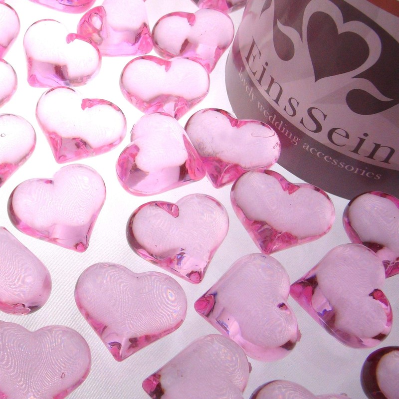 EinsSein® Decorative Stones Sparkling Hearts 22 mm Pink Decoration Confetti
