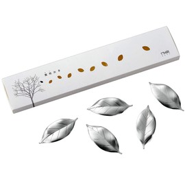 Nagao Chopsticks Rest, Leaves Branches, Camellia, Gift Set, 5 Pieces, Silver, Made in Japan