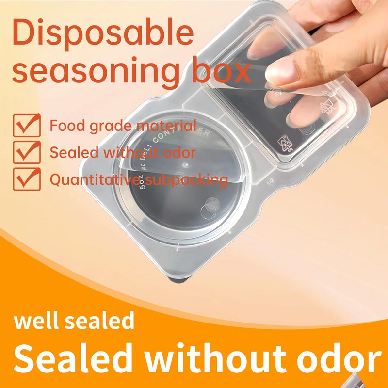 5Pcs Double Compartment Condiment Containers with Lids,Portable Reusable Sauce Container,